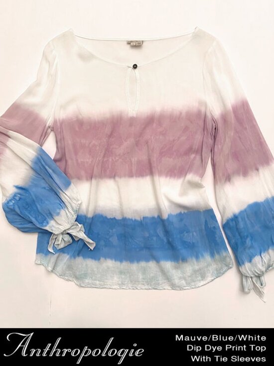 Anthropologie Tops - Anthropologie Holding Horses Dip Dye Print Top With Tie Sleeves Size S